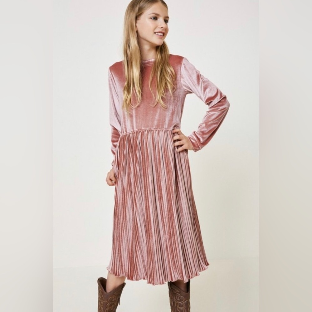 Kids velvet pleated midi dress, size M, barely worn